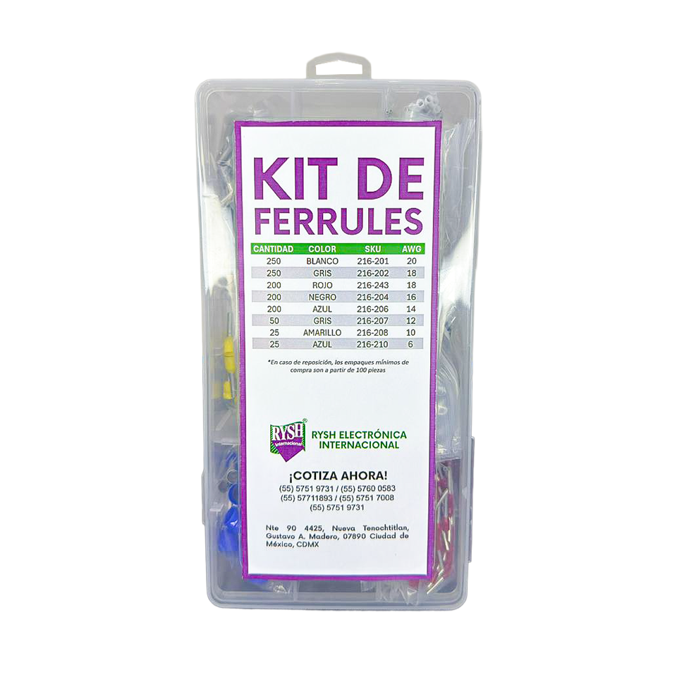 Kit de Ferrules (Terminales Tubulares) Cal. 20-6 AWG