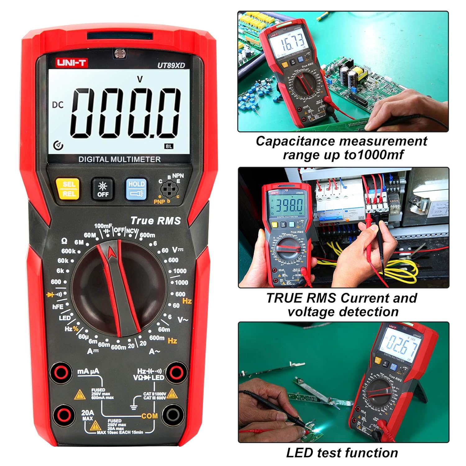 MULTIMETRO DIGITAL 1000V 20A 60M UNIT UT-89X - Image 6